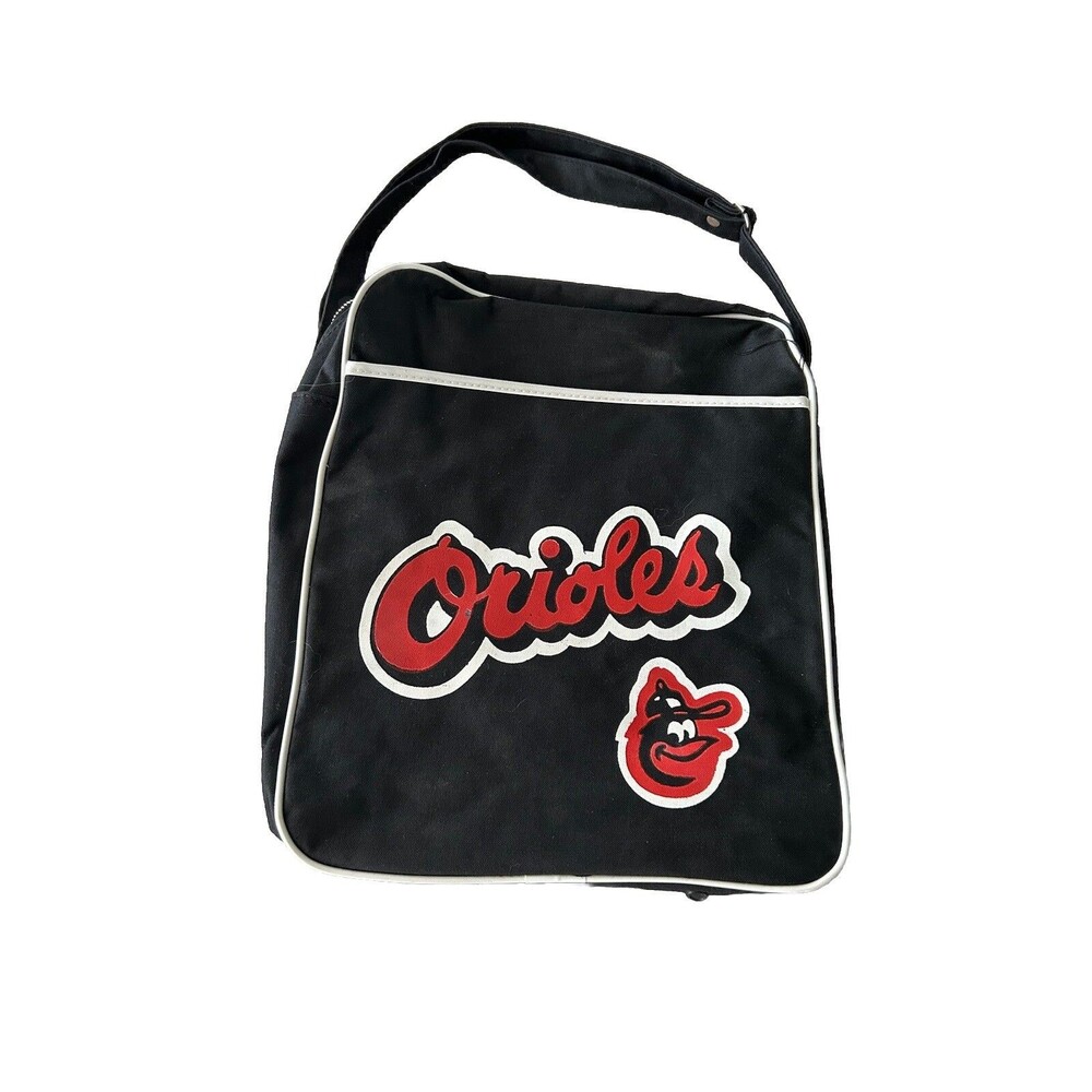 Vintage Baltimore Orioles Tote Bage Zip Closure Black Gulf Logo Adjustable Strap